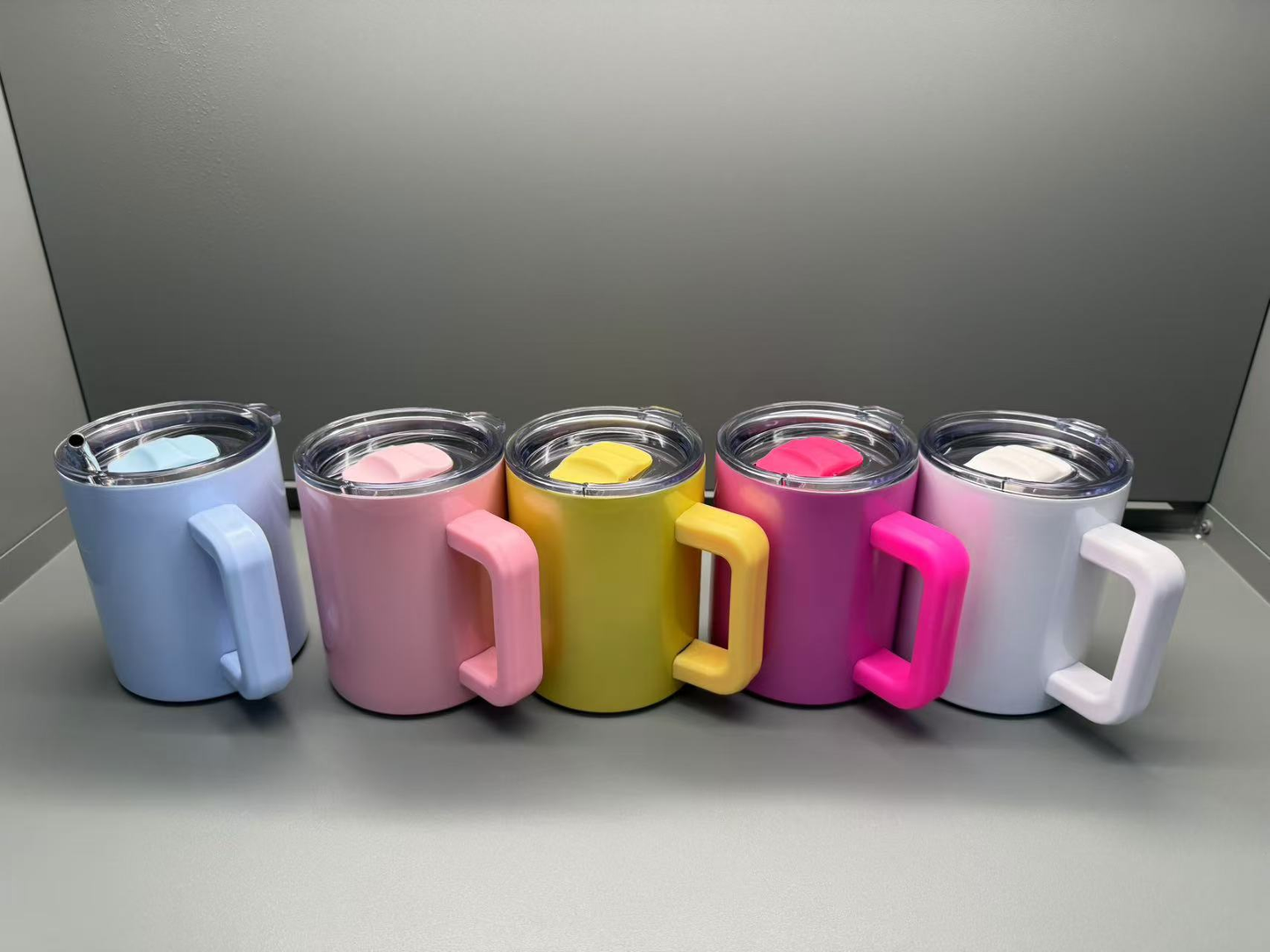 10oz Blank Sublimation Lowball Mugs With Removable Plastic Handle and Magnetic Lids 25 Pack USA Warehouse