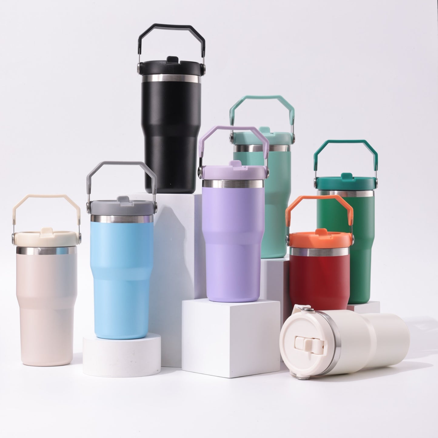 20Pack China Warehouse 20oz Kids Powder Coated Flip Straw Tumblers Double Wall Stainless Steel Water Bottles for Laser Engraving