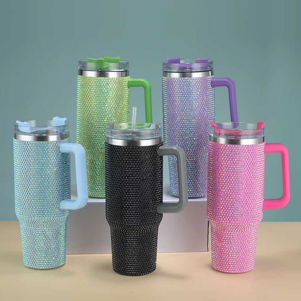 H1.0 40oz Bling Rhinestone Solid Color Luxury Style Tumblers for Women 16 Pack China Warehouse