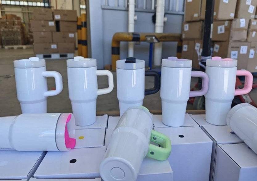25Pack China Warehouse 14oz Kids Blank Sublimation Stainless Steel Mugs with Handle White Tumblers for Students