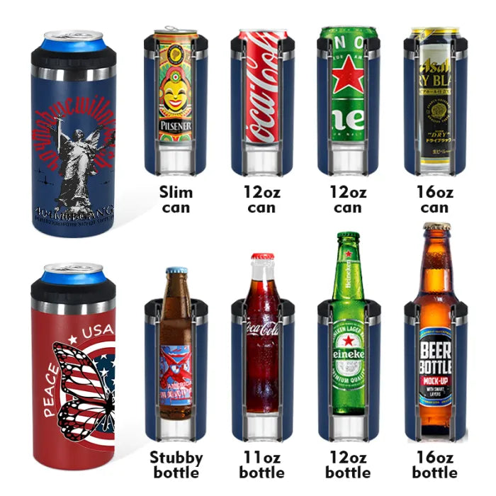 16oz Powder Coated Cooler Can with Two Lids and Bottom with Opener 4 in one Tumblers for Laser Engraved 25Pack USA Warehouse