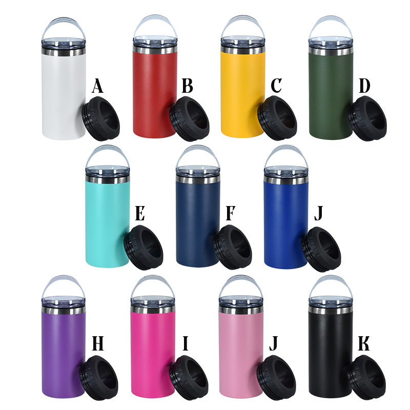 16oz Powder Coated Cooler Can with Two Lids and Bottom with Opener 4 in one Tumblers for Laser Engraved 25Pack USA Warehouse