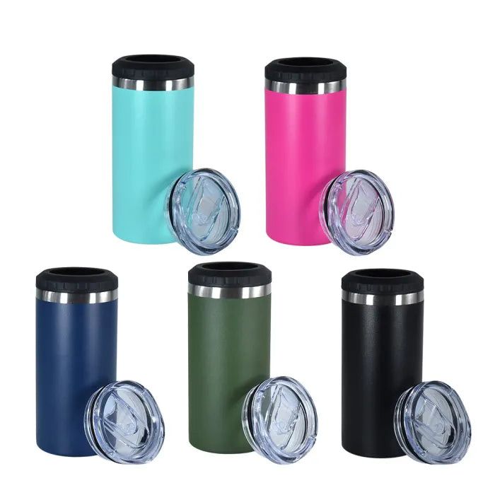 16oz Powder Coated Cooler Can with Two Lids and Bottom with Opener 4 in one Tumblers for Laser Engraved 25Pack USA Warehouse