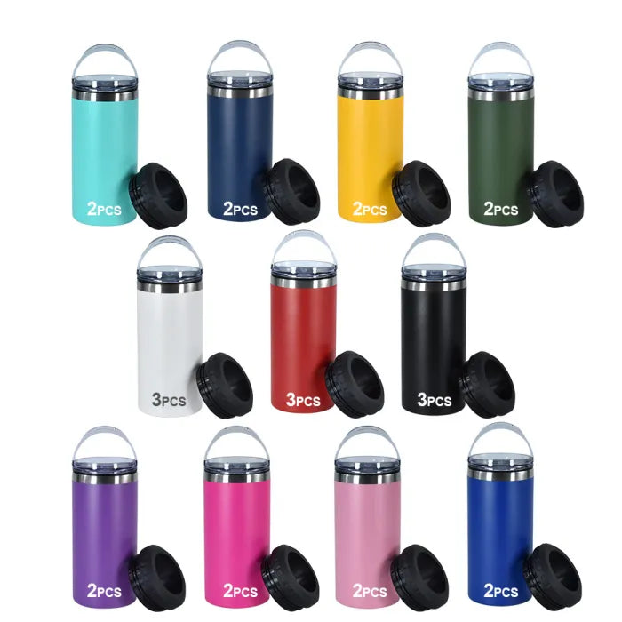 16oz Powder Coated Cooler Can with Two Lids and Bottom with Opener 4 in one Tumblers for Laser Engraved 25Pack USA Warehouse