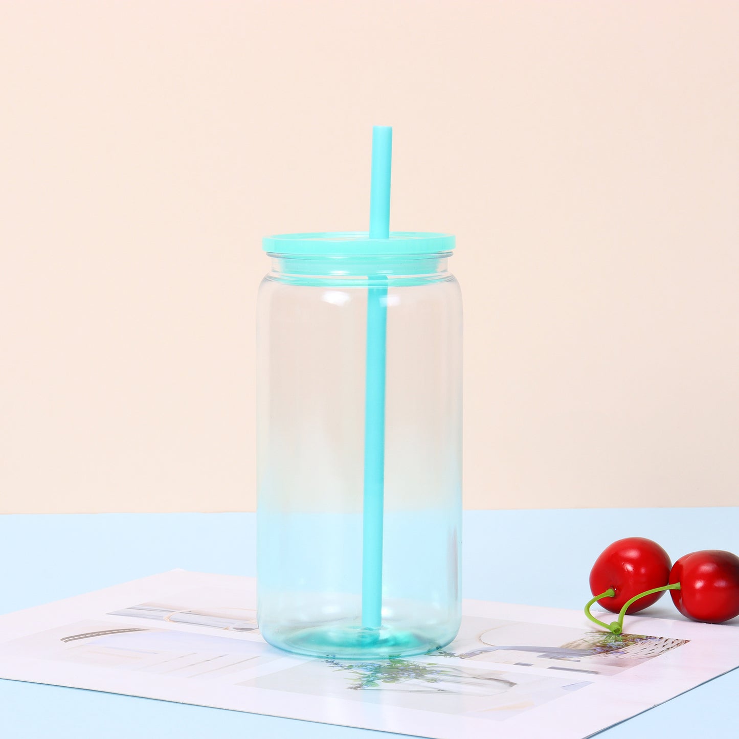 16oz Ombre Jelly Color Plastic Can for UV DTF Wraps Unbroken Water Cups for Kids 50pack USA Warehouse