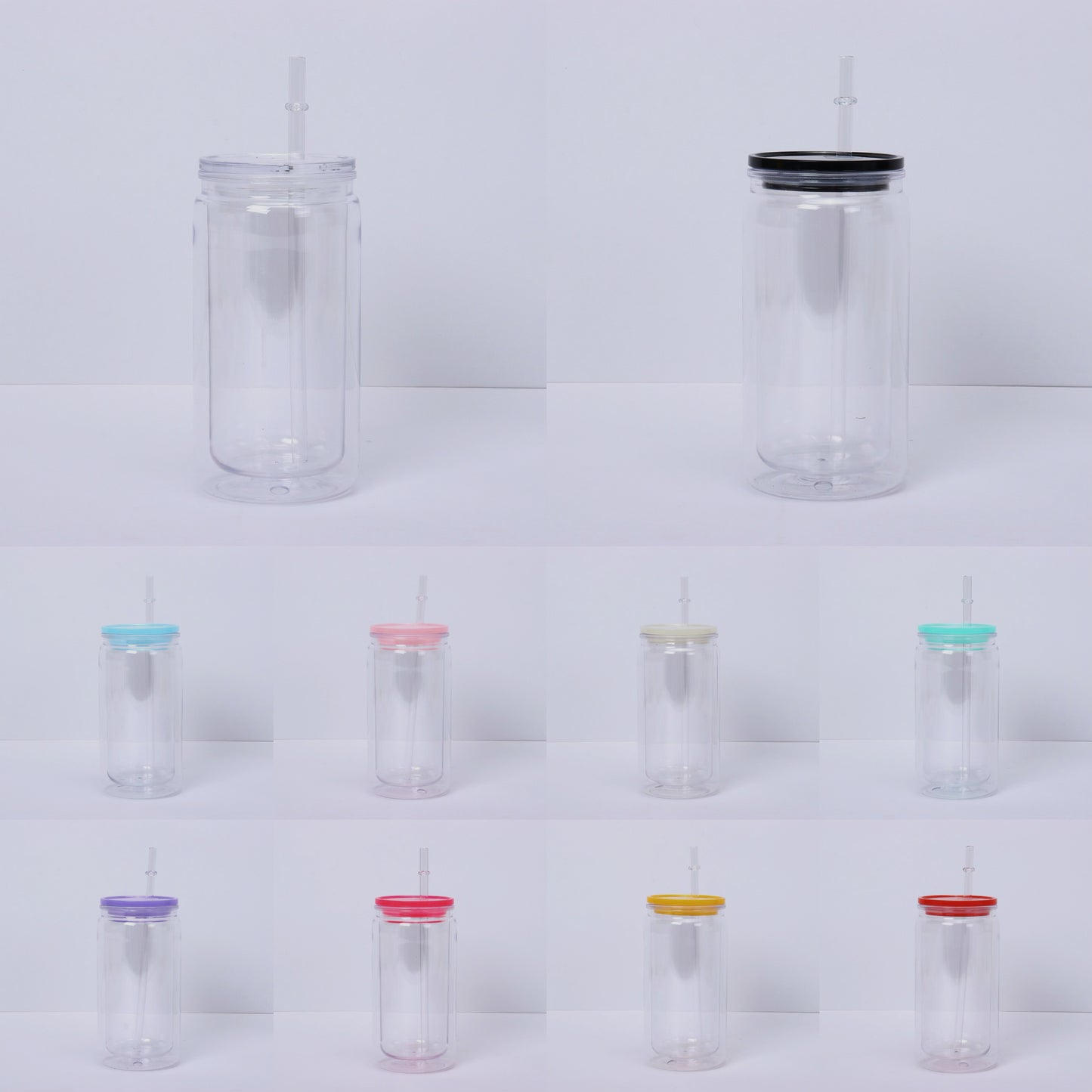 16oz 20oz Snow Glole Plastic Can with Colorful Lids Pre Drilled Hole and with Plug 50Pack China Warehouse