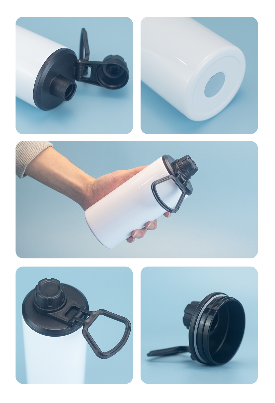 20oz Blank Sublimation White Straight Sport Lids Tumbler With Handle 25Pack China Warehouse