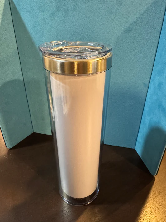 20oz Outside Sublimation Stainless Steel Tumblers Inner Snow Globe White Plastic Can 25 Pack USA Warehouse