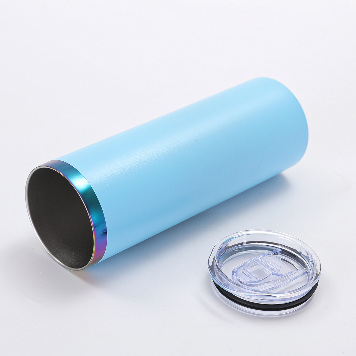 20oz Rainbow Plated Straight Tumblers With Colored PP Straw for Laser Engraving 25 Pack USA Warehouse