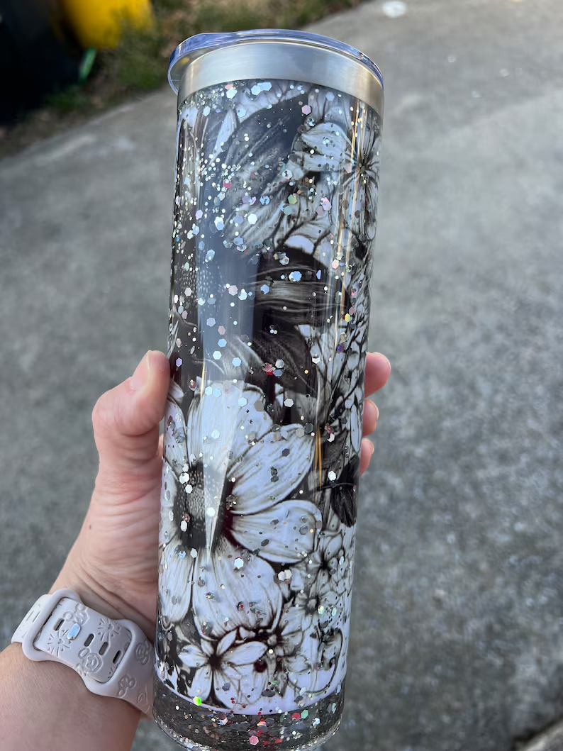 20oz Outside Sublimation Stainless Steel Tumblers Inner Snow Globe White Plastic Can 25 Pack USA Warehouse