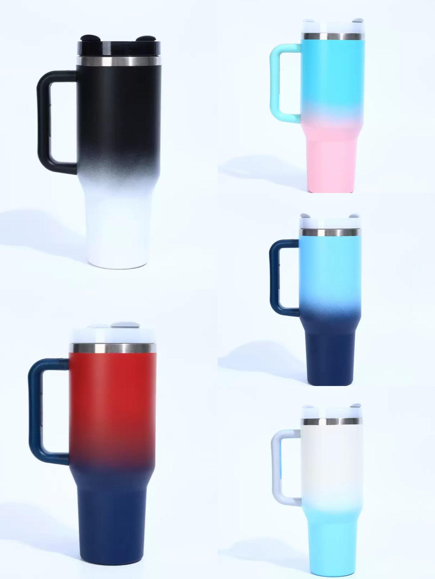 H2.0 40oz Ombre Color Powder Coated Stainless Steel Tumblers for Laser Engraving 20Pack China Warehouse