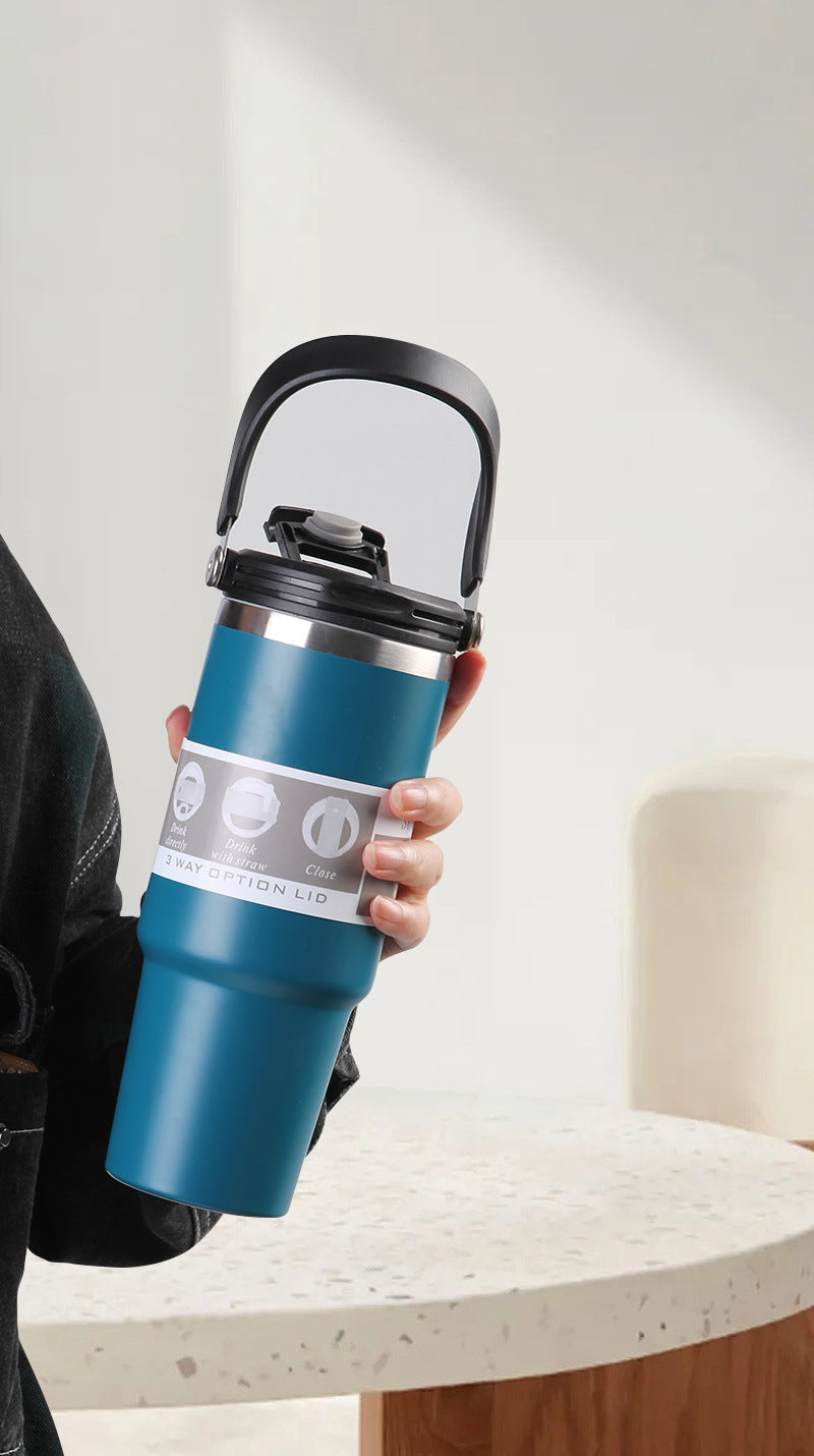 30oz Powder Coated Flip Straw Water Bottles for Laser Engraved with Three Style Lids 25 Pack China Warehouse