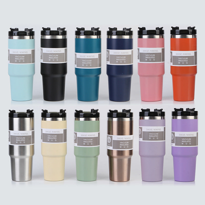 30oz Powder Coated Flip Straw Water Bottles for Laser Engraved with Three Style Lids 25 Pack China Warehouse