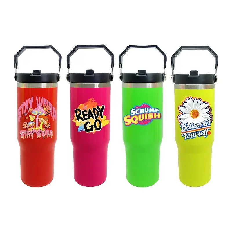 30oz Neon Color Blank Sublimation Flip Straw Water Bottles 20Pack USA Warehouse