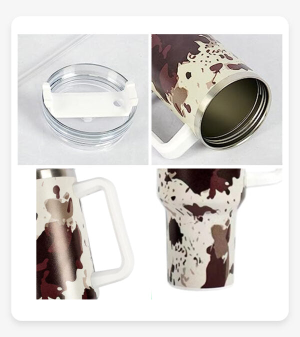 40oz 3D Leopard Print Tumblers with Handle Insulated Vacuum Stainless Steel Travel Mugs 20Pack China Warehouse