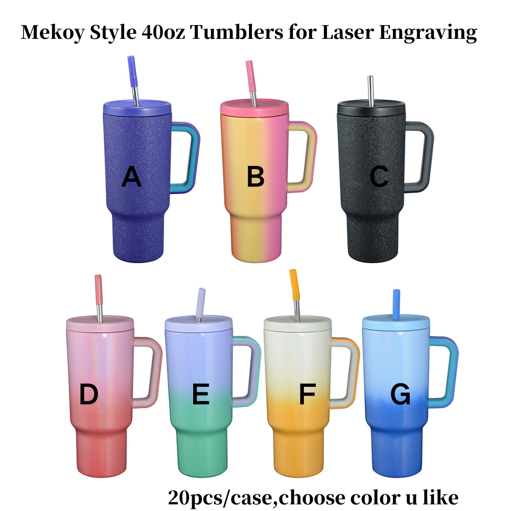 40oz Mekoy Style Ombre Shimmer Color Tumblers with Handle for Laser Engraving 20Pack China Warehouse
