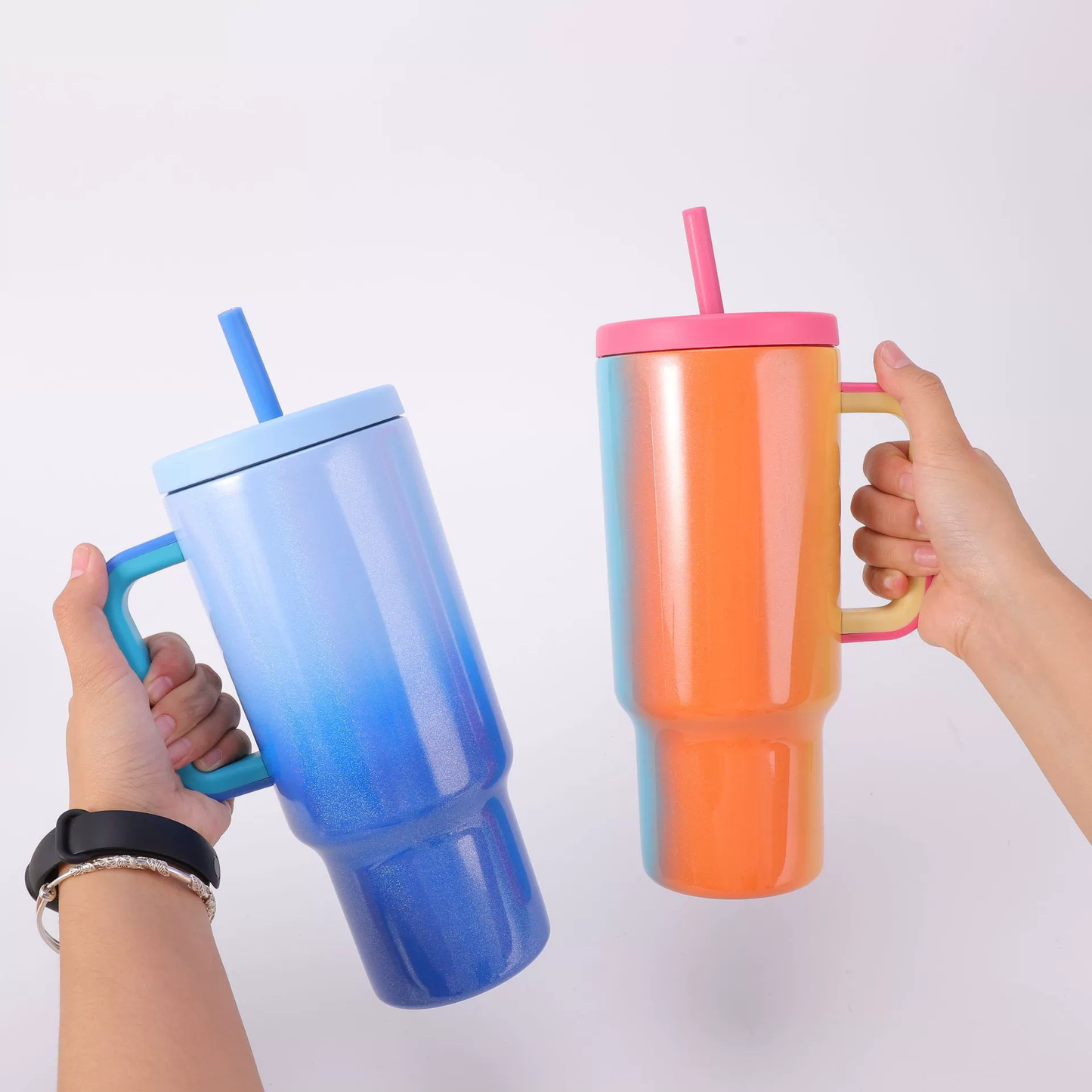 40oz Mekoy Style Ombre Shimmer Color Tumblers with Handle for Laser Engraving 20Pack China Warehouse