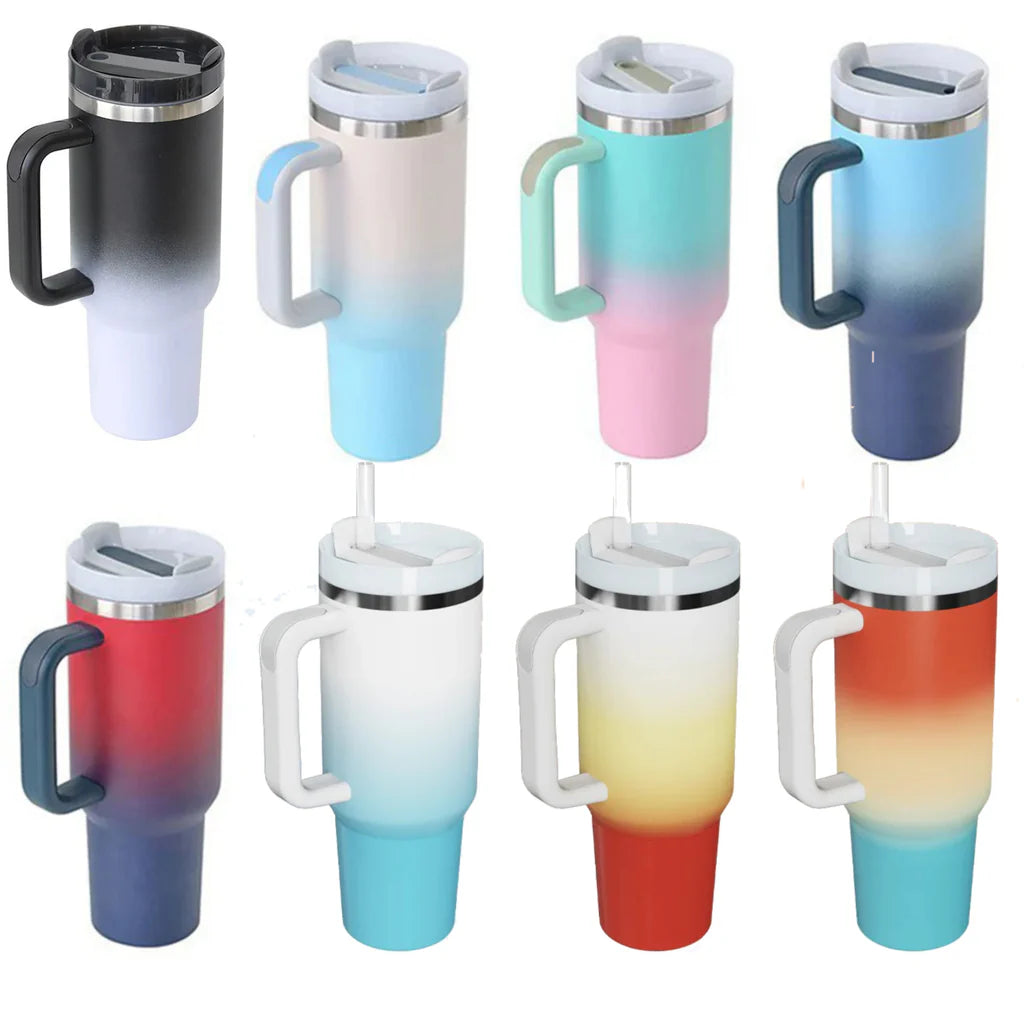 H2.0 40oz Ombre Color Powder Coated Stainless Steel Tumblers for Laser Engraving 20Pack China Warehouse