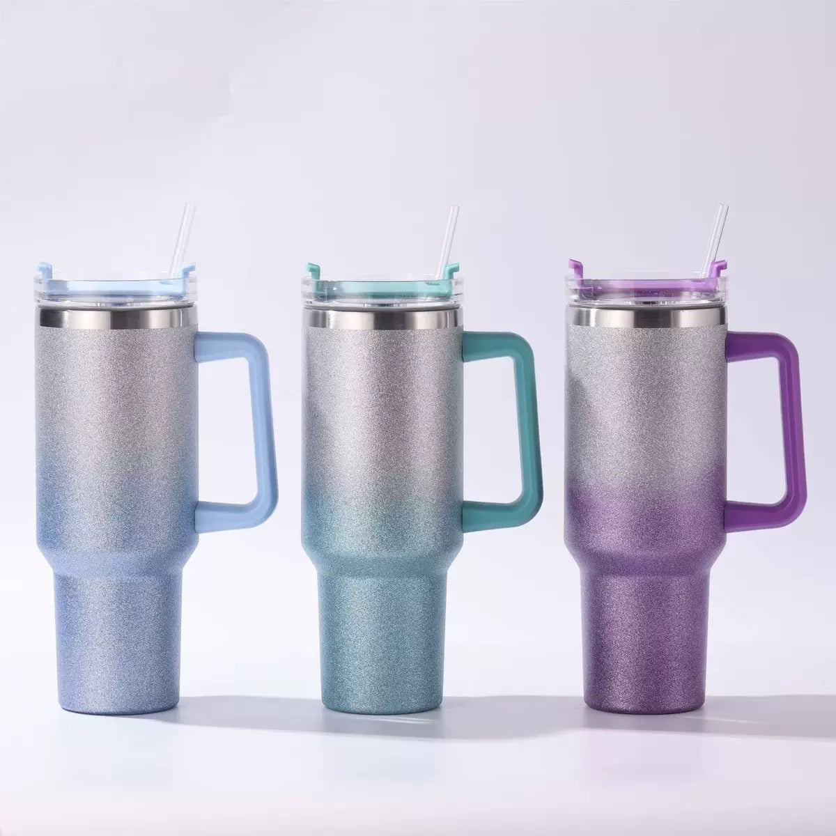 40oz Rough Glitte Ombré Sparkle Powder Coated Quencher Tumbler for Laser Engraving 20Pack China Warehouse