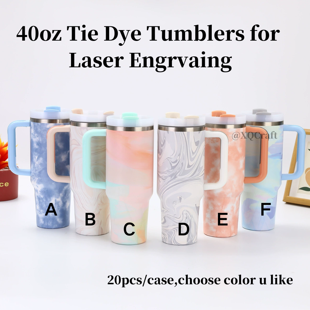 H2.0 40oz Warm Serene Brushstrokes Tie Dye Quencher Tumblers For Laser Engraving 20Pack China Warehouse