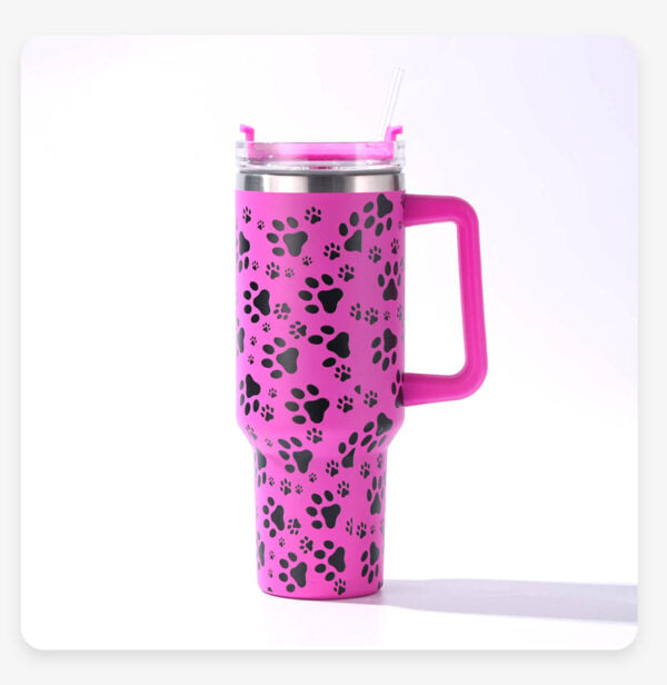 H1.0 40oz Paw Print Stainless Steel Travel Mugs with Handle 20Pack China Warehouse