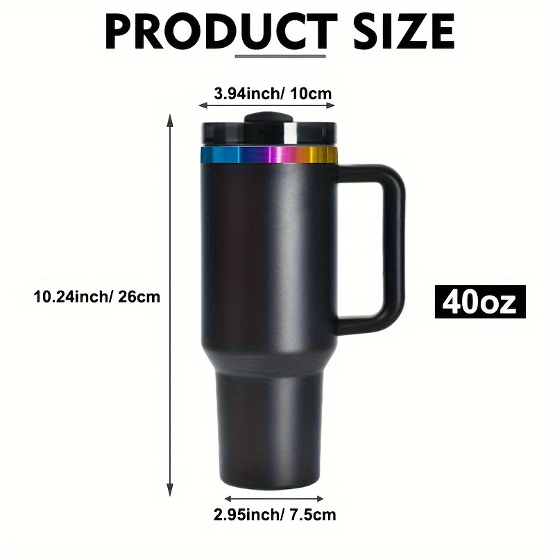 40oz 🌈Rainbow Plated Tumblers Powder Coated Quencher Tumbler with Meatl Straw for Laser Engraving 20Pack China