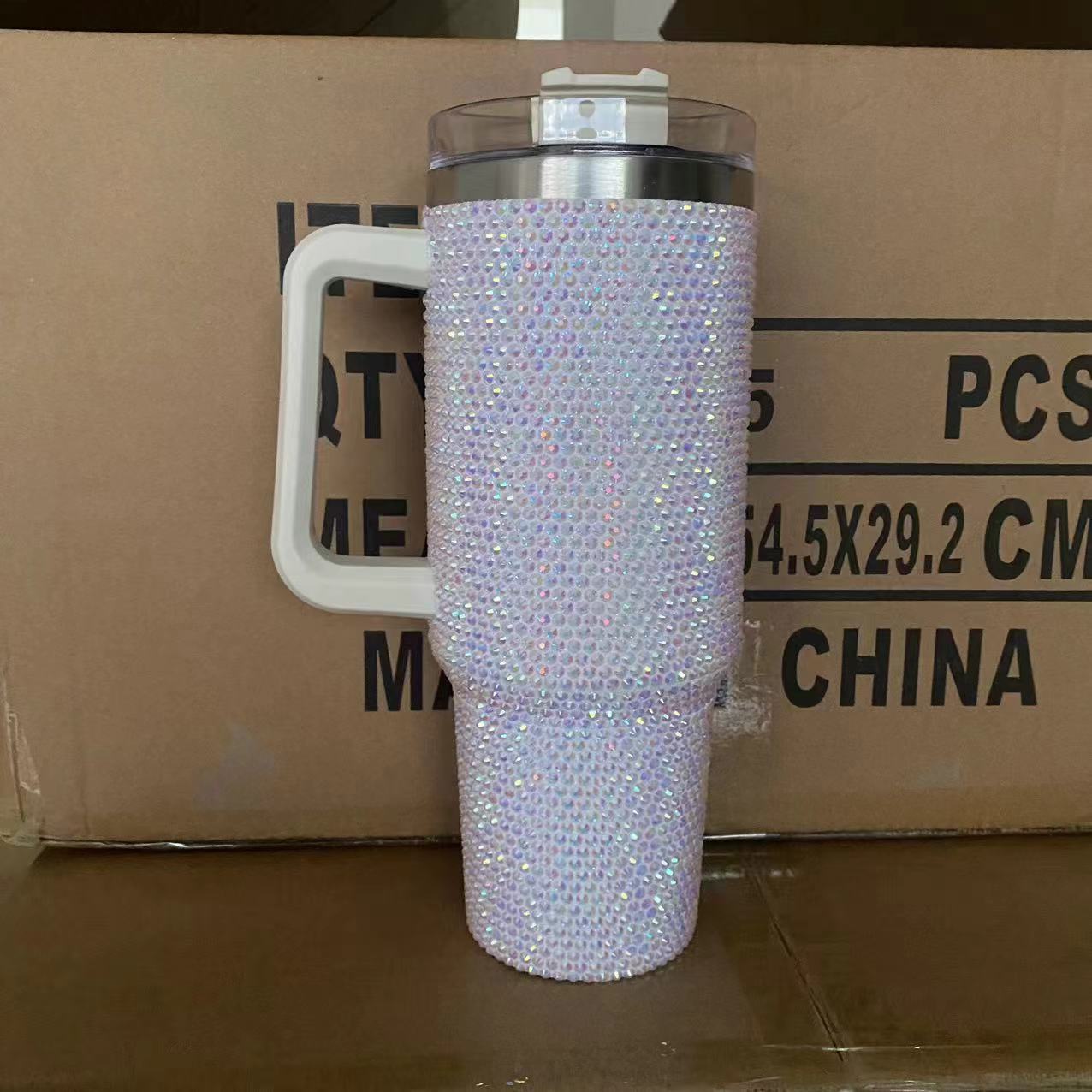 H1.0 40oz Bling Rhinestone Solid Color Luxury Style Tumblers for Women 16 Pack China Warehouse