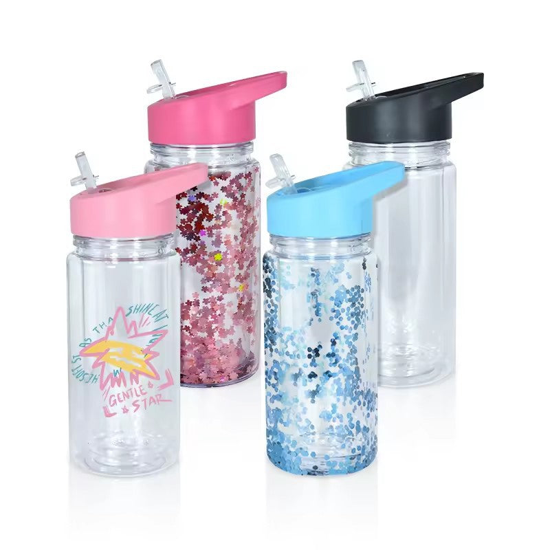 10oz Kids Double Wall Snow Globe Plastic Cups With Plug and Pre-drilled Hole 50Pack USA Warehouse