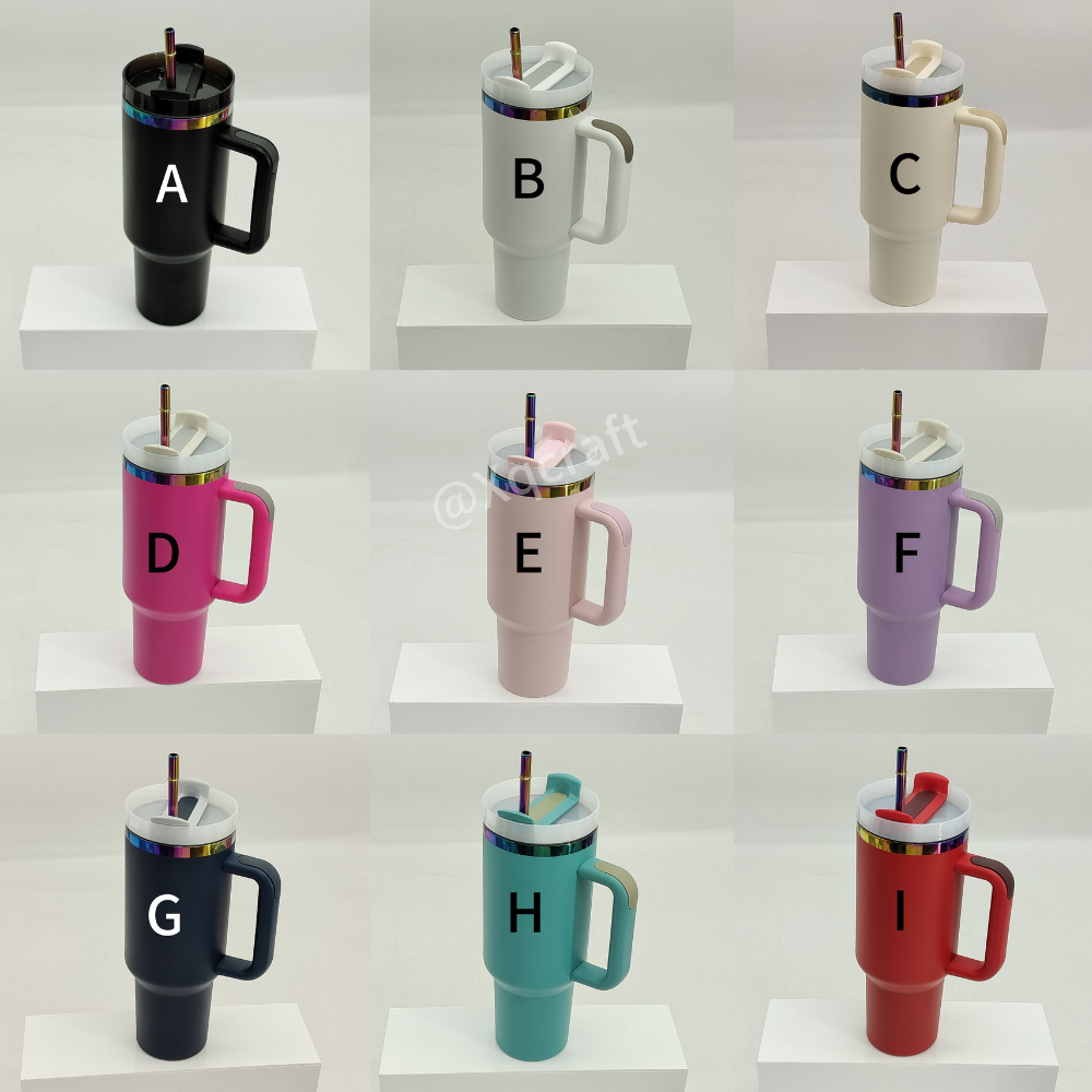 40oz 🌈Rainbow Plated Tumblers Powder Coated Quencher Tumbler with Meatl Straw for Laser Engraving 20Pack China