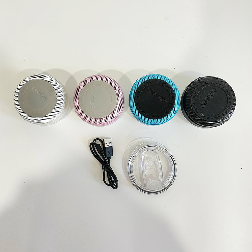 20oz White Blank Sublimation Straight Music Player Bluetooth Speaker Tumblers 12 Pack