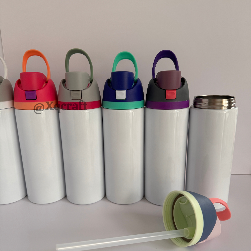 24oz White Glossy Subliamtion Owala Style Water Bottles with Leak Proof Lids 24Pack China Warehouse