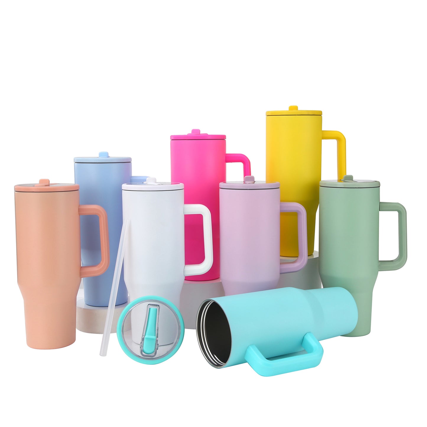 40oz Sublimation Macaron Color Tumblers with Leak Proof Lids Also Work for Laser Engraved 16 Pack USA Warehouse