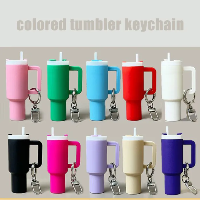 Mini Stanley Tumbler Cup Shape Keychain Lip Balm Handbag Charm Key Ring 100 Pack USA Warehouse