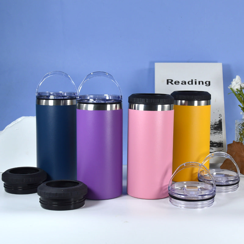 16oz Powder Coated Cooler Can with Two Lids and Bottom with Opener 4 in one Tumblers for Laser Engraved 25Pack USA Warehouse