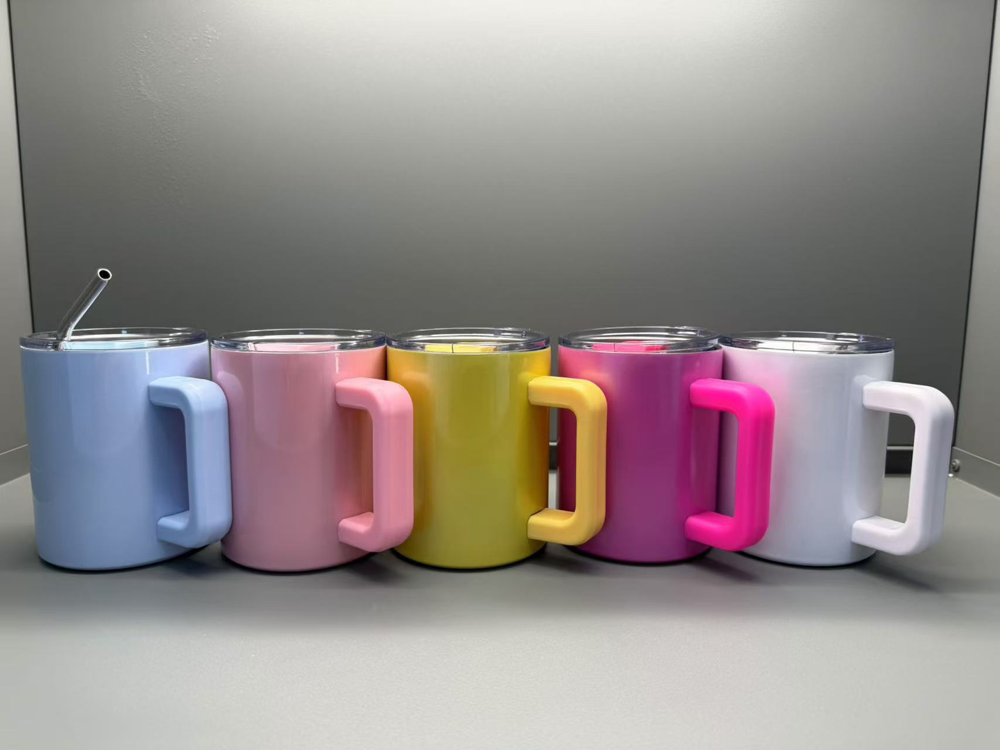 10oz Blank Sublimation Lowball Mugs With Removable Plastic Handle and Magnetic Lids 25 Pack USA Warehouse