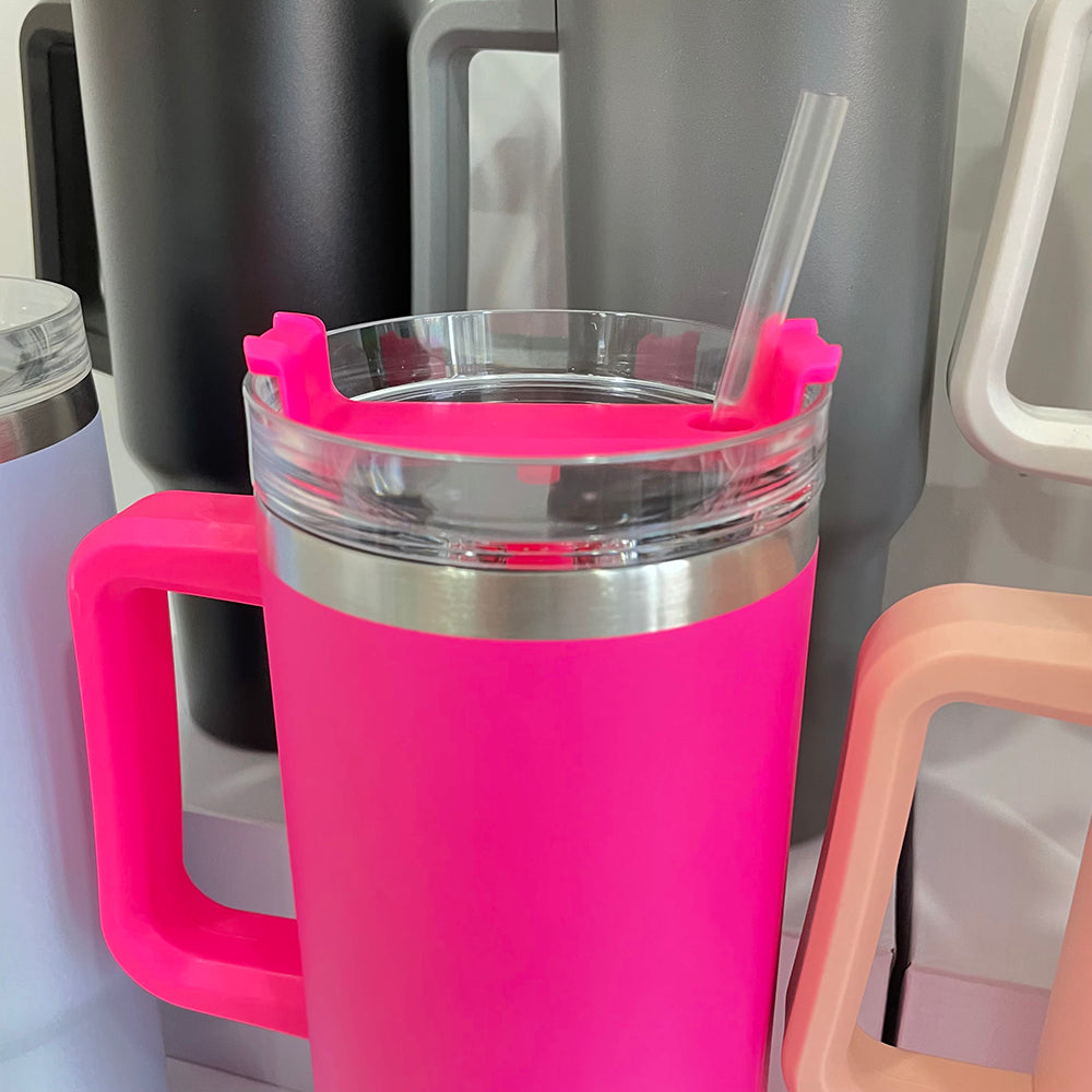 H1.0 40oz Hot Pink Color Powder Coated Tumblers for Laser Engraving 20Pack China Warehouse Ship
