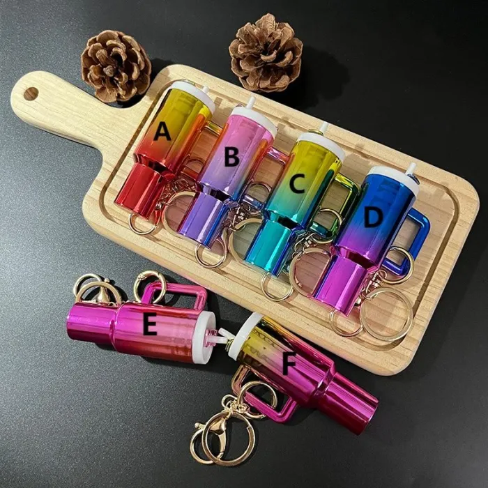 Mini Stanley Tumbler Cup Shape Keychain Lip Balm Handbag Charm Key Ring 100 Pack USA Warehouse