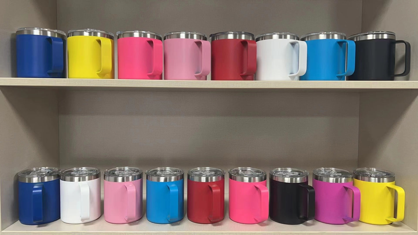 12oz/14oz/16oz Double Wall Stainless Steel Powder Coated Mugs for Laser Engraving 50 Pack China Warehouse