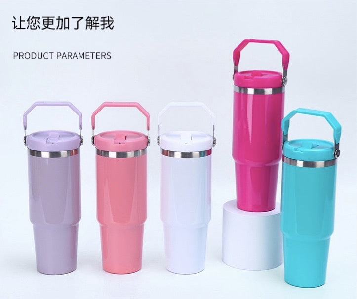 30oz Glossy Color Flip Straw Water Bottles for Blank Sublimation 25Pack China Warehouse