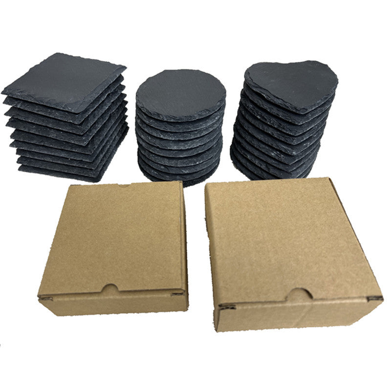 100Pack China Warehouse 10*10CM Black Square,Round,Heart Shape Slate Coasters for Laser Engraving