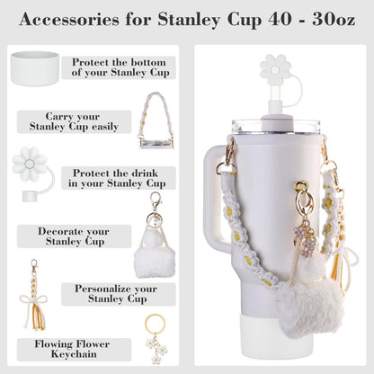 20Pack China Warehosue Stanley Cup Accessories Set Including Water Bottle Handle Strap, Siliocne Stanley Cup Boot, Siliocne Straw Cover, Stanley Charms for Stanley Cup 40oz Tumblers