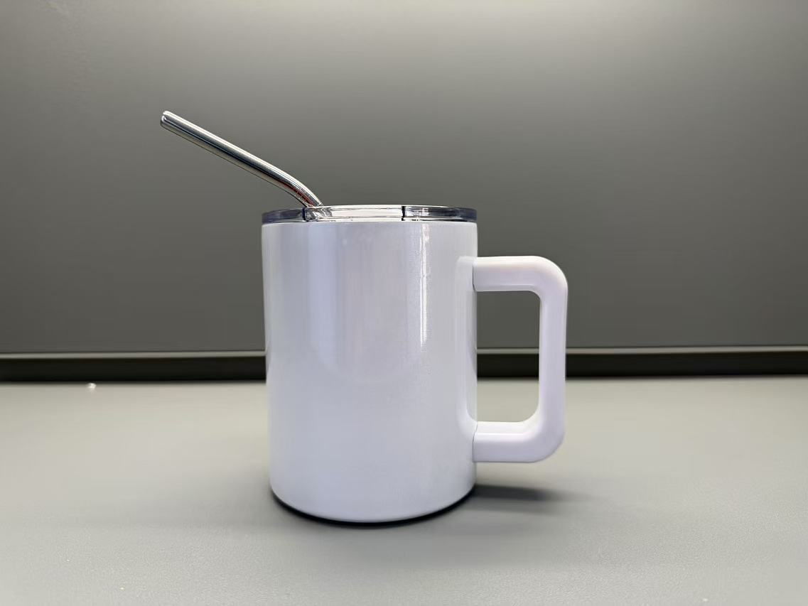10oz Blank Sublimation  Lowball Mugs With Removable Plastic Handle and Magnetic Lids 25 Pack USA Warehouse