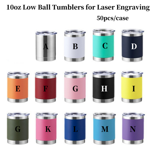 10oz Lowball Stianless Steel Powder Coated Tumblers for Laser Engraving 50 Pack China Warehouse