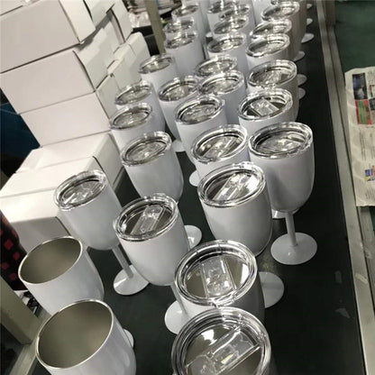10oz Stainless Steel Wine Glasses for Laser Engraved 25 Pack China Warehouse
