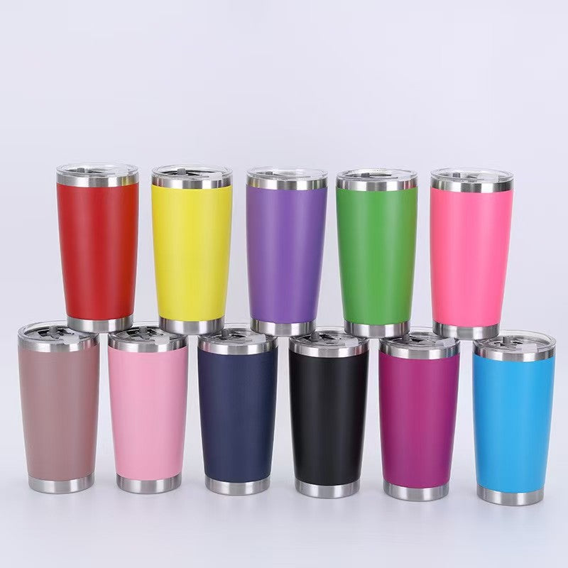 25Pack 50Pack 20oz Power Coated Car Tumblers for Laser Engraving Double Wall Stainless Steel Cups with Leak Proof Sliding Lids