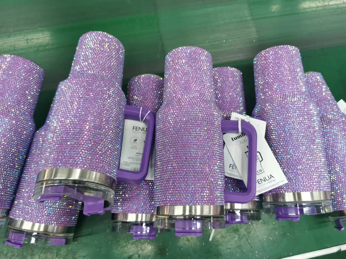 16 Pack China Warehouse H1.0 40oz Bling Rhinestone Solid Color Luxury Style Tumblers for Water Drink Pretty Shinny Quencher Water Bottles for Women