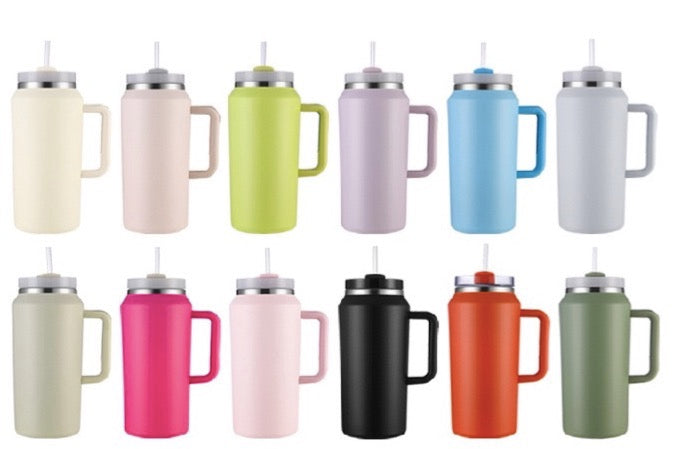 Outdoor 64oz Powder Coated Tumblers With Handle for Laser Engraved 12Pack China Warehouse