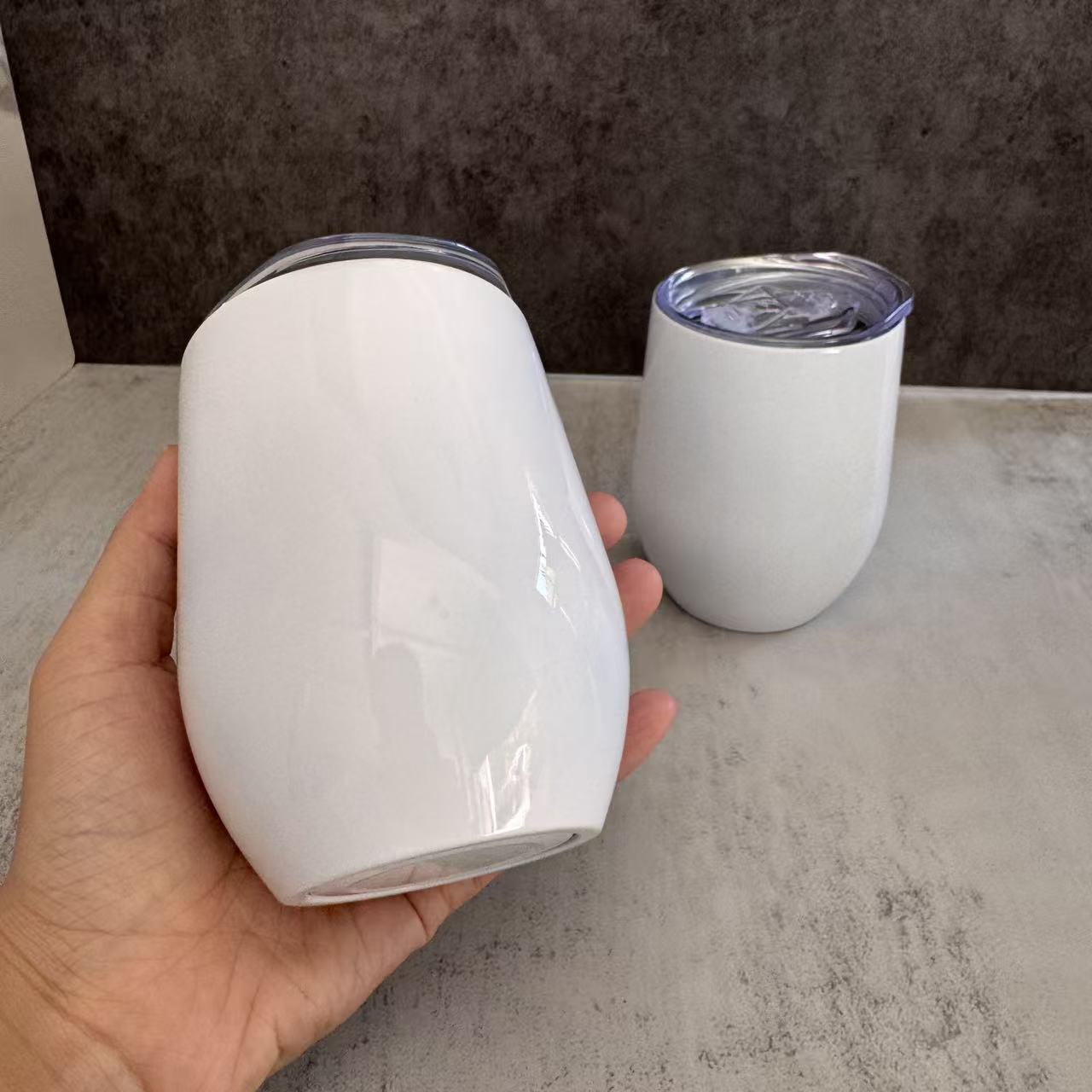12oz White BLank Subliamtion Wine Tumblers with Sliding Lids 50 Pack China Warehouse