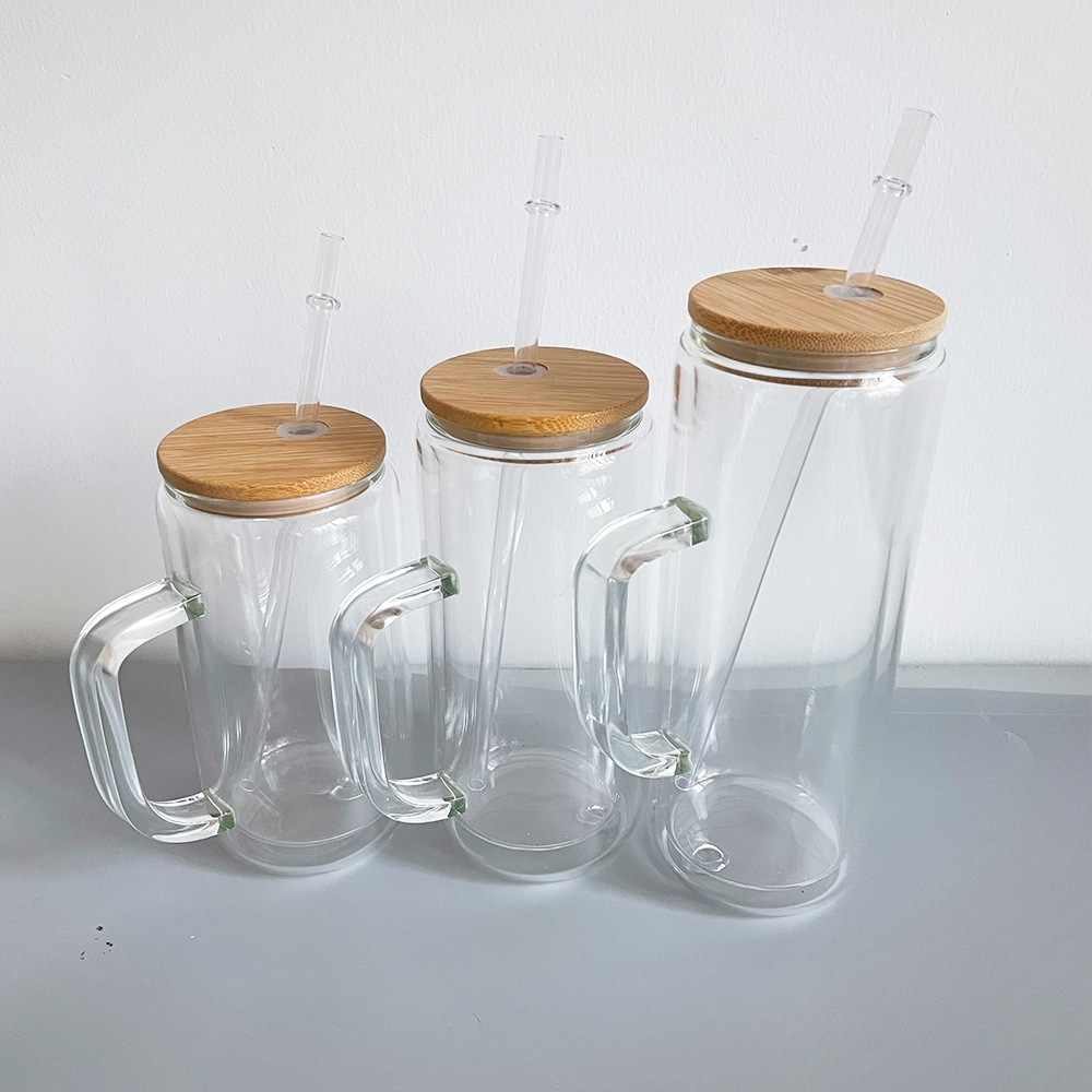 12oz 16oz 20oz Snow Globe Glass Pre Drilled Sublimation Mugs with Wooden Lids or Colorful Lids 25pack China Warehouse