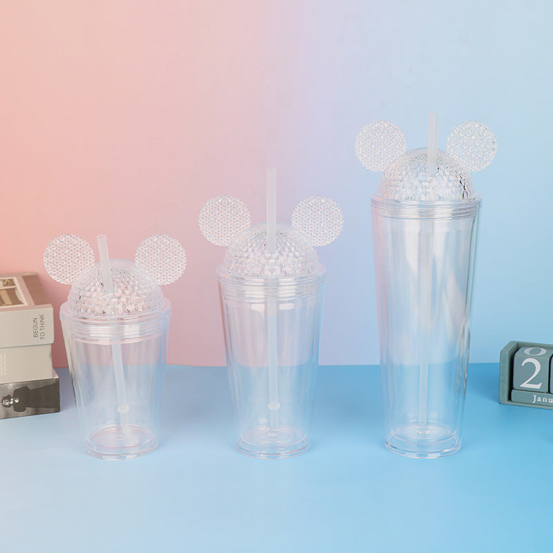 12oz 16oz 24oz Double Wall Snow Globe Plastic Cups With Mickey Mouse Lids 20Pack China Warehouse